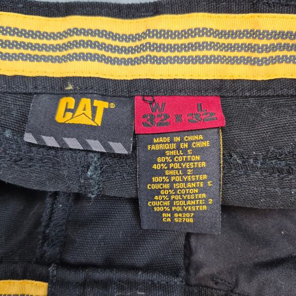 Caterpillar Work Pants Mens 32x32 Black Utility Cargo CAT Trademark C172 Pants - Picture 8 of 12